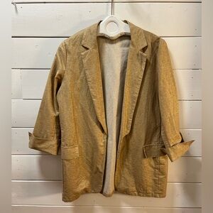 SAIPH Gold Shimmer Open Front Blazer Jacket – Size L